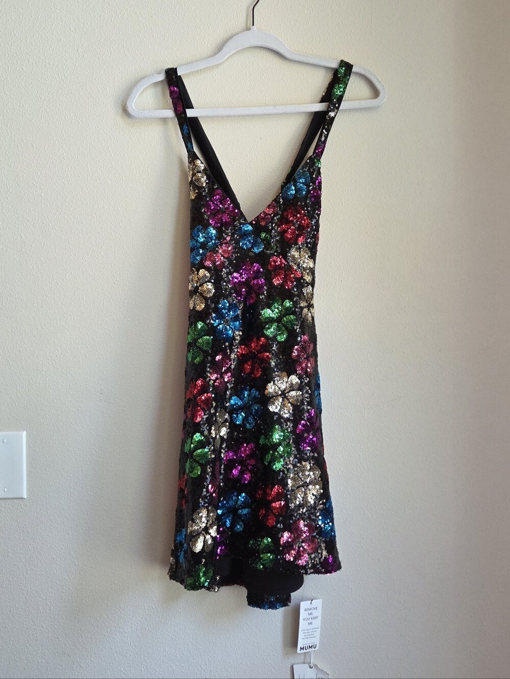 NWT Show Me Your Mumu Anderson Mini Dress Floral Multi Sequin Open Back Size M